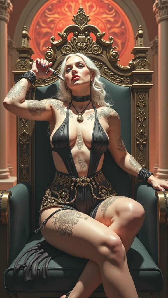 (sophisticated gothic punk:1.4),(beautiful caucasian escort girl:1.3), (striking blue eyes), striking a glamorous pose, bodybuilder abs, spread legs, (high heels), (curled-up position), seated legs-up position , (dive bar in africa), dark, (((tattoos))), (skinny:1.7), (small:1.7), (petite:1.7), pendant, bracelet, waist chain, (big tits:1.5), (huge breasts:1.5), (extravagant boobs:1.5), (macromastia:1.5), (gigantomastia:1.5), (extravagant gown)