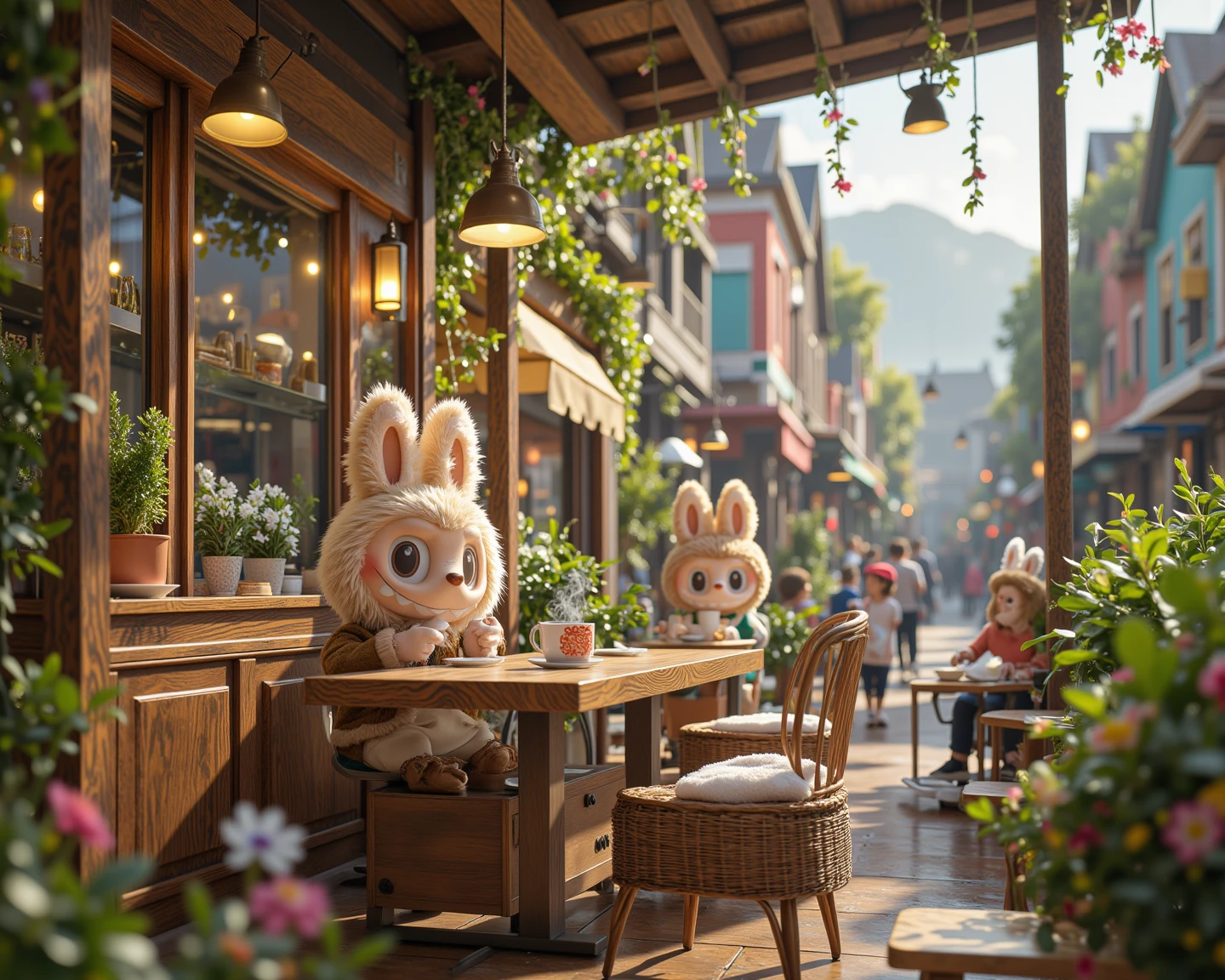 cute dressed mouse enjoying a peanut butter cup ice cream outside, sunny summer day, 2D, fantasy, cartoon style --auto --s2