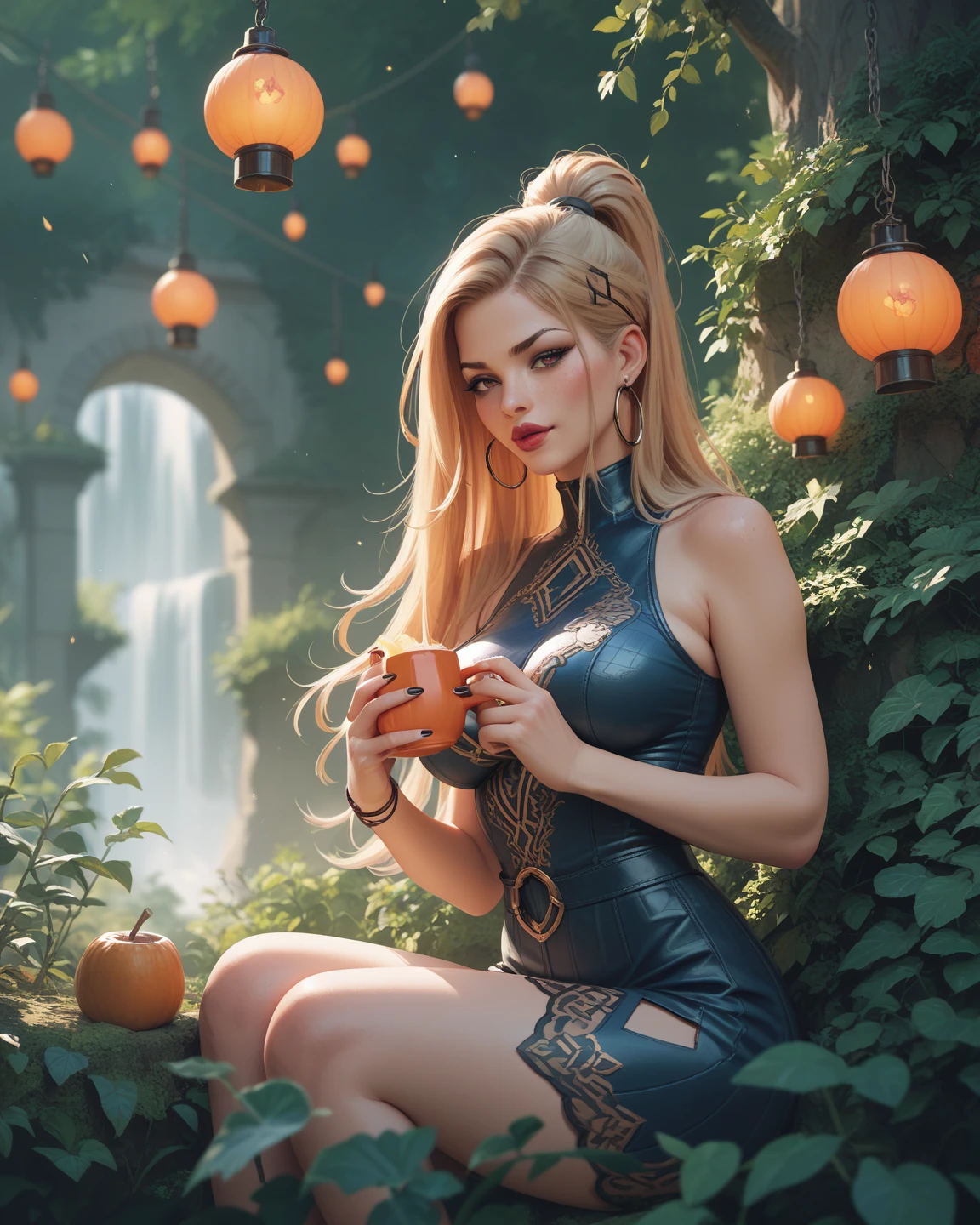 anime girl sitting on a wooden floor with a cup of coffee, beautiful digital artwork, relaxing concept art, 2. 5 d cgi anime fantasy artwork, zen méditation cyberpunk, digital 2d fantasy art, digital fantasy art ), anime fantasy artwork, beautiful avatar pictures, artwork in the style of guweiz, anime fantasy illustration, high quality digital concept art