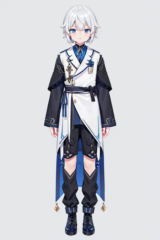 ((a boy))、(cute)、light blue eyes、Characteristic clothing、