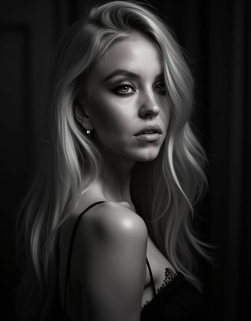 (Neon Light Trails Photography by Marion Ettlinger and Alyson Hunter:1.2),(High Fashion Editorial Photography by David Brandon Geeting and Melanie Friend:1.2) <lora:ral-chrosc-bw:1> ral-chrosc-bw