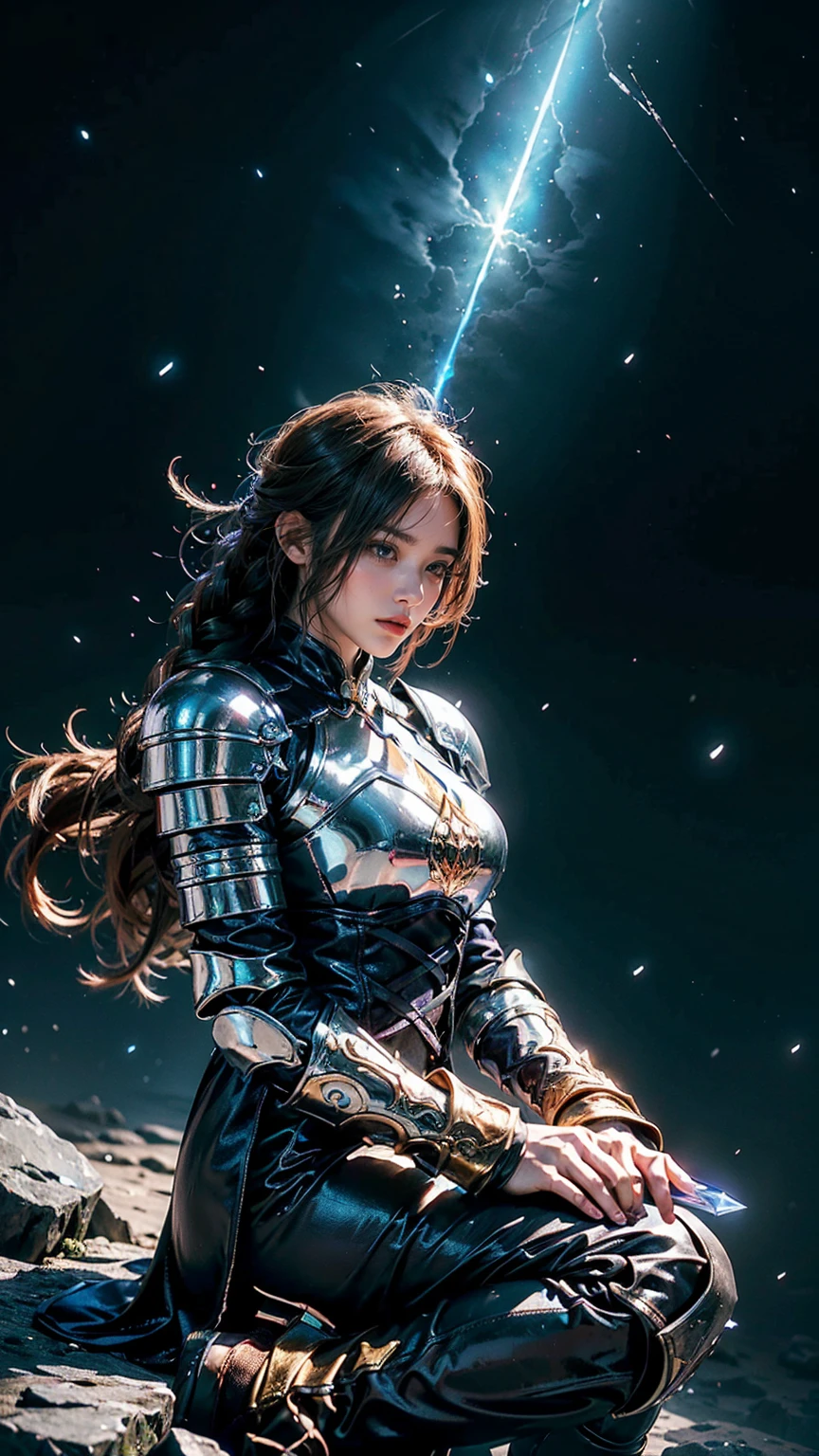 (((masutepiece))), (((Best Quality))), ((Ultra-detailed)), (extremely detailed photo), ((extremely delicate and beautiful)),(Cute delicate face),here is a digital art of a very futuristic looking female that has armor and weapons, 1girl, weapon, solo, science fiction, holding, holding weapon, robot,beautiful face and eye, double eyelid,delicate skin,slender body shape