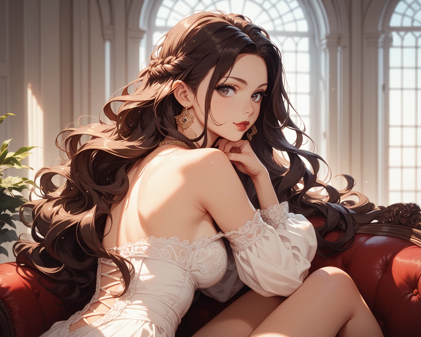 (best quality,ultra-detailed,realistic:1.37),(beautiful, detailed, expressive, captivating) brown eyes, (sharp-featured, wide) cheekbones, (smooth, refined) nose, (full, luscious) lips, (long, flowing) dark red hair, (captivating, engaging) gaze directed at the viewer, exquisite portraite of a handsome girl with the essence of Angelina, (soft, gentle) lighting, vibrant colors