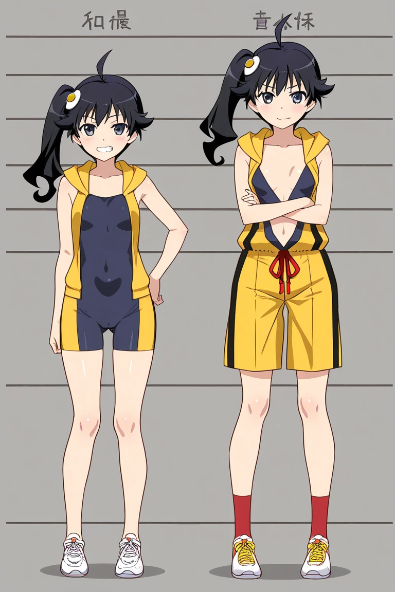 ((full body)),(masterpiece, best quality), (2 girls1.5) ,((Contrapposto:1.5)), looking at viewer, walking,((v_arms:1.2)), (wearing gymnastics_longsleeves_leotard_outfit leotard:1.3),(simple leotard:1.3),(green leotard:1.3) ,((plaid print:1.3)), BREAK masterpiece black hair, ((long hair:1.2)), ((parted bangs:1.3)), black eyes, good hand, ((small breasts)), (over 20 years old, under 25 years old:1.2), , spotlight, happy, smile, BREAK white background
