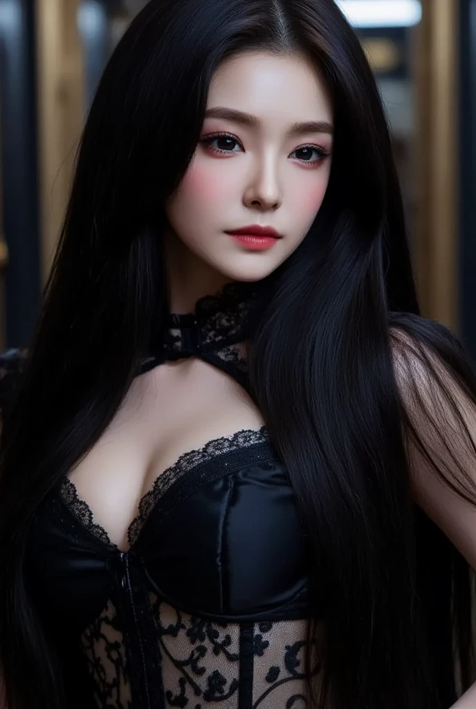full body masterpiece, ultra realistic, 16k, high quality, incredibly detailed, dream aesthetic, dream atmosphere, cinematic, (sharp focus : 1.5), (photorealistic : 1.3), gothic (Gorgeous gothic girl), female beauty, defined jaw, square face, wonderful gothic girl (enchanting seductress), cinematic, detailed, 16k sharp focus, realistic. wonderful. Seductive (evil). Dark hair (realistic texture), highlighted, silky and shiny hair, detailed hair (realistic), black hair (natural). wonderful detailed face (enchanting seductress). blushed cheekbones (rosy cheeks), tanned skin, (white skin) alabaster skin that seems to glow ethereally. Her attire is gothic. Voluptuous shape. turquoise blue eyes (evil eyes look). a symmetrical face ::2 gothic clothes + ArtStation Trends + fantasy art + realistic cloth + fractals in the background, loose hair --aspect 9:21 – enhance your unearthly beauty. realistic skin texture, pale white skin illuminated. realistic perfect shading. absurd, realistic textures. alone, alone, 1 girl. Looking at the viewer. muscular female body, hot body, toned body, defined muscles. big natural breasts, cleavage. pantyhose, gothic (black) dress (realistic texture). In different positions at different angles. Bedroom background. incredibly real, best quality, photorealistic.
