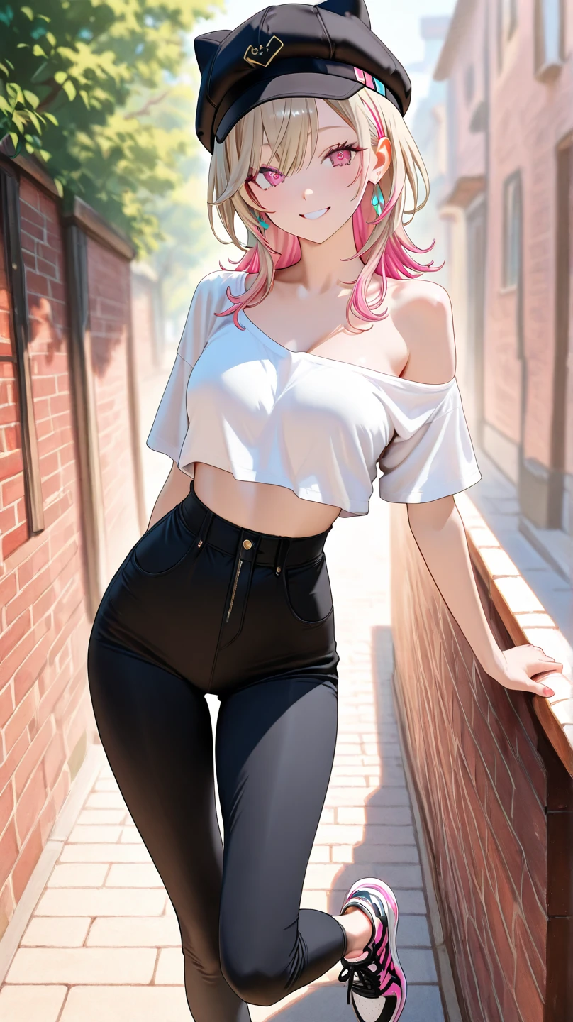 (masterpiece, Highest quality:1.2), One girl, alone,Are standing_Split,
Long Hair, White sleeveless tank top,Blue denim see-through pants