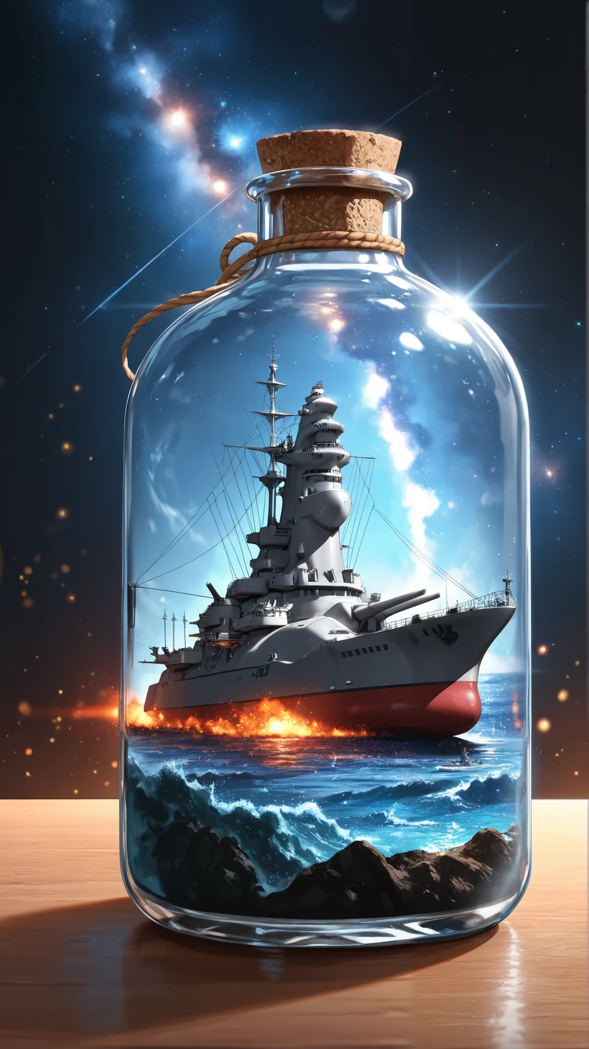 ((Best Quality)),( super high definition),(Super detailed),( detailed description ),((The best CG)),(masterpiece), Space Battleship,TQ - Miniature Worlds In Bottles
