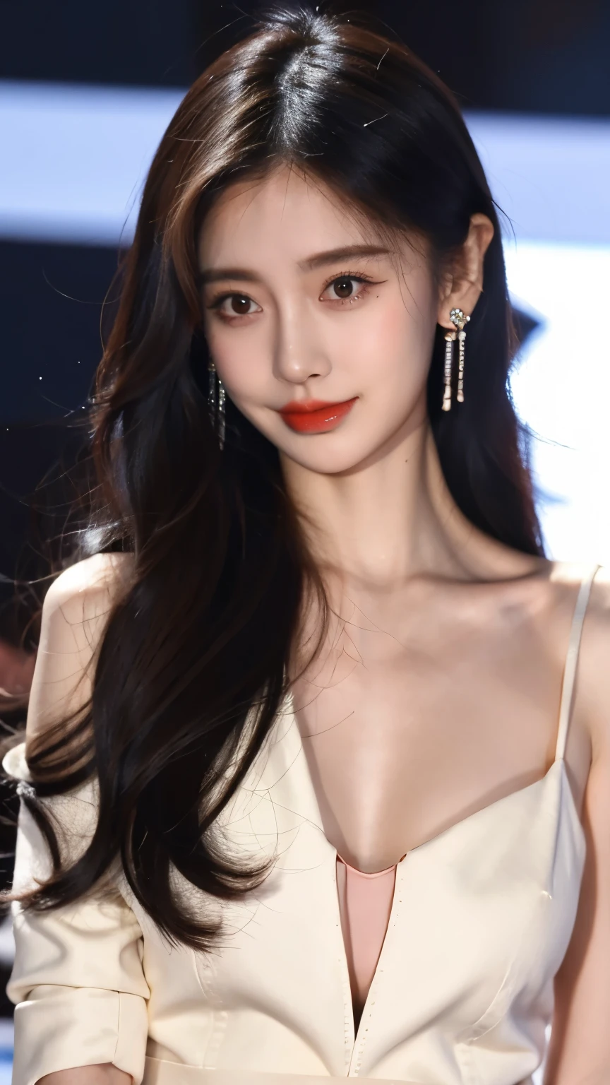 public, <lora:leeear:0.8>, best quality, masterpiece, depth of field,highest quality,extremely detailed,high res,4k,ultra high res, (photorealistic:1.4), (closeup:1.2), beautiful lighting,1girl,solo,realistic skin, (small breast, narrow waist), 20 years old female, round face, long black hair, small breasts, looking at viewer, red carpet, carnival, film festival, evening dress, formal, bare shoulder <lora:inPublic_v10:1>