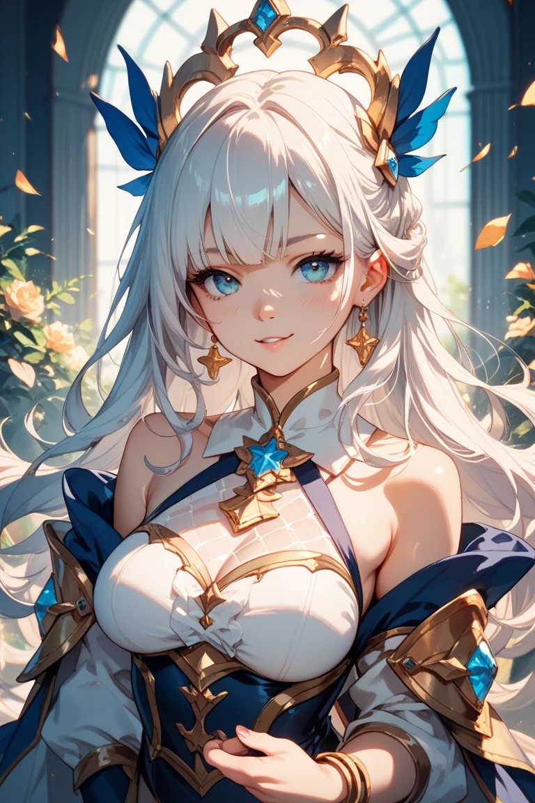 ((Masterpiece)), best quality, absurderes, ultra detailed, 8k, dynamic pose, super complex details, intricate details, holographic, cowboy shot, golden ratio, super cute girl, neon aura, delicate and beautiful face, mature girl, super beautiful asian girl with super beautiful glowing eyes, super beautiful glowing multicolored hair, nice and sexy body, slim body, perfect body, wearing magical lingerie, celestial hair ornament, in a marshmallow world
