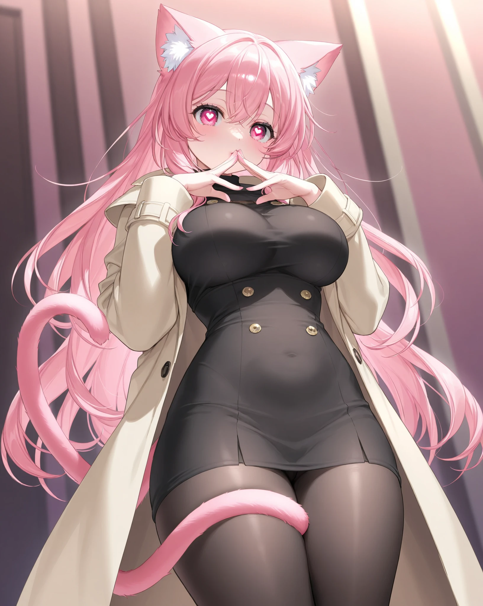 ((Highest quality)), ((masterpiece)), (detailed), (nsfw), a very cute girl dressed in some sort of catsuit kneeling with her hands on her knees, 1girl, breasts, paw pose, thighhighs, swimsuit, multicolored hair, squatting, covered nipples, 比基尼, heart-shaped pupils, symbol-shaped pupils, collar, heart, 独奏, blush, black 比基尼, white thighhighs, white background, pet play, sweat, cleavage, mole, blue eyes, large breasts, (wet), sweat, girl trembling with sexual climax, cum in pussy