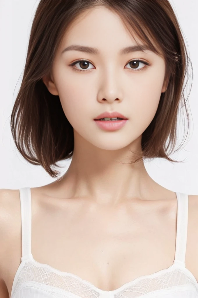 ((Best picture quality, 8K, tmasterpiece:1.3)), 1girll, Beautiful woman with slender abs:1.3, (Casual hairstyle, Leaky big breasts:1.2), Low-cut bra，Super large，Ultra-fine face, A detailed eye, 二重まぶた，ssmile，Home，The figure is very bad，tiny small waist，Super big breasts，Close-up，Close-up chest，White-skinned，The background is casual，Close-up Shot Shot