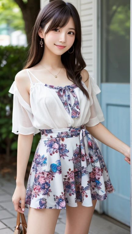 Highest quality、Highest quality、、masterpiece、Black Hair、smile、yukata、Summer festival、Date、Beauty、cute、Japanese women、Fireworks display