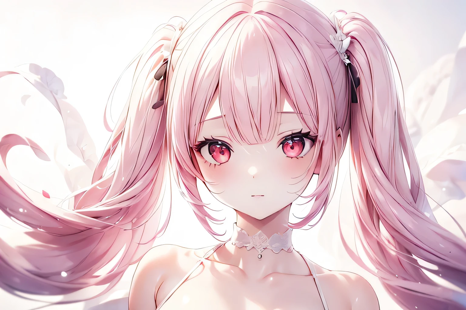 1 girl, high resolution, look, top quality, pretty girl, blur background, red eyes,