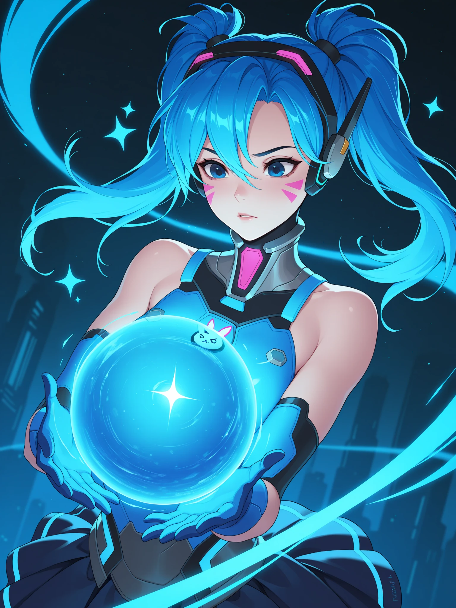 Must Piece, (Solo Work: 1.1), Perfect Face, (Bright Lighting: 1.2), Beautiful Eyes, Beautifully Detailed Face, Perfect Lighting, Absolutely Necessary for the Work, TopQuality
8K,high quality,animated,clean,bright,highlights in eyes,beautiful line drawing. She has poor breasts, blue skin, blue and orange gradient ear fins, shiny blue skin, silver tiara on her head, meek, jet black hair, long hair,