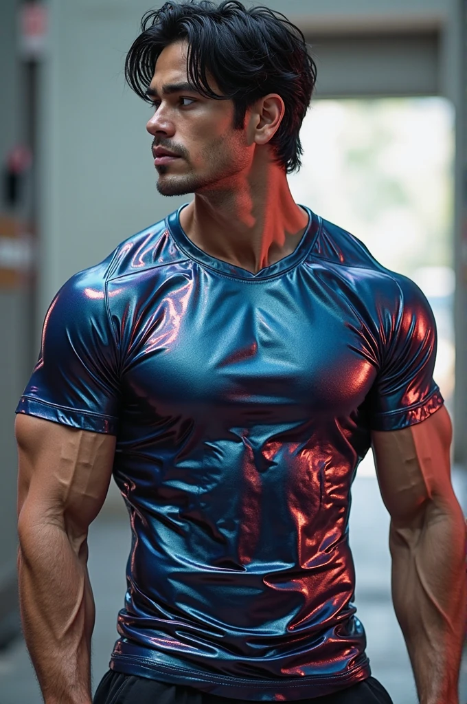 (Create a masterpiece), (CGI art),(realistic), (Sharp focus), korean men 1 คนบาดเจ็บโดนจับมัด, (Wear a navy tight T-shirt.:1.3), jeans, korean men, chest muscles, large arm muscles, blood vessel, big muscles, Broad shoulders, looking at the audience, Balancing eye contact), (Big bulge: 1.4), (Torn shirt: 1.5), (Torn shirtวิ้น: 1.6), (Close your eyes..), (smile: 1.3), (Blood stains.: 1.2) ,นั่งบนโต๊ะในprisonมืด ,chip, His arms were tied with rope.., Hands crossed behind your back..,((Torn injection shirt)), ((Torn shirt)), , Abrasions on the body... ,Abrasions,( blood splatter), Abrasions on the face , Chain from hitting the ceiling ,prison