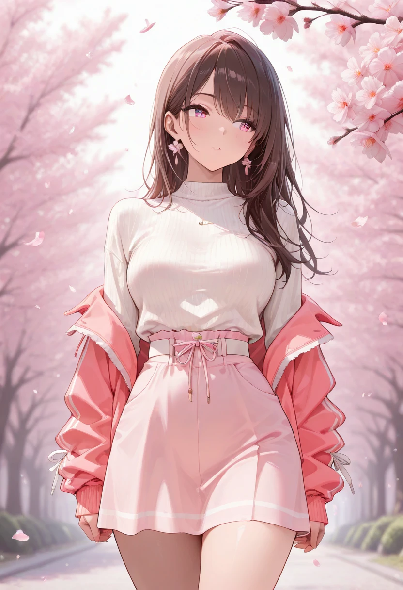 masterpiece, best quality, amazing quality, very aesthetic, newest, a woman as cute as cherry blossoms, spring fashion, absurdres, highres