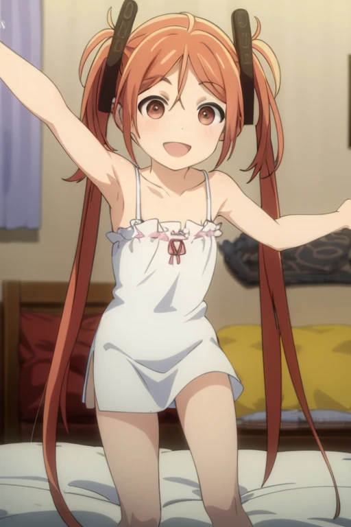 (masterpiece, best quality, ultra-detailed, high resolution, perfect anatomy, detailed, highres, extremely detailed, ultra detailed, very aesthetic:1), (nsfw:1.2), (kyoto animation:1.2), (soft shadows), (high quality skin), (cowboy shot:1.2), yuuki_yuna, Yuki Yuna is a brave man, (1girl, 独奏, hair ornament, red eyes, hair between eyes, White hair ribbon, bright red hair, side ponytail:1.1), completely nude, nipples, pussy, (tan:1.2), (revealing tanlines:1.3), (embarrassed:1.3),