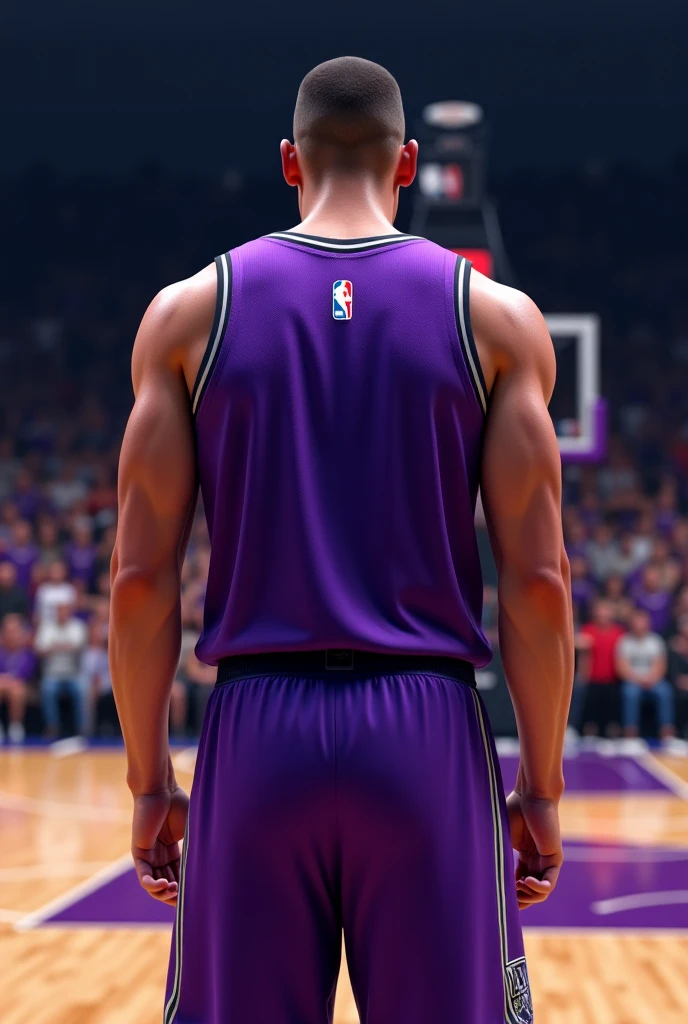 Basketball jersey and shorts with black purple colors