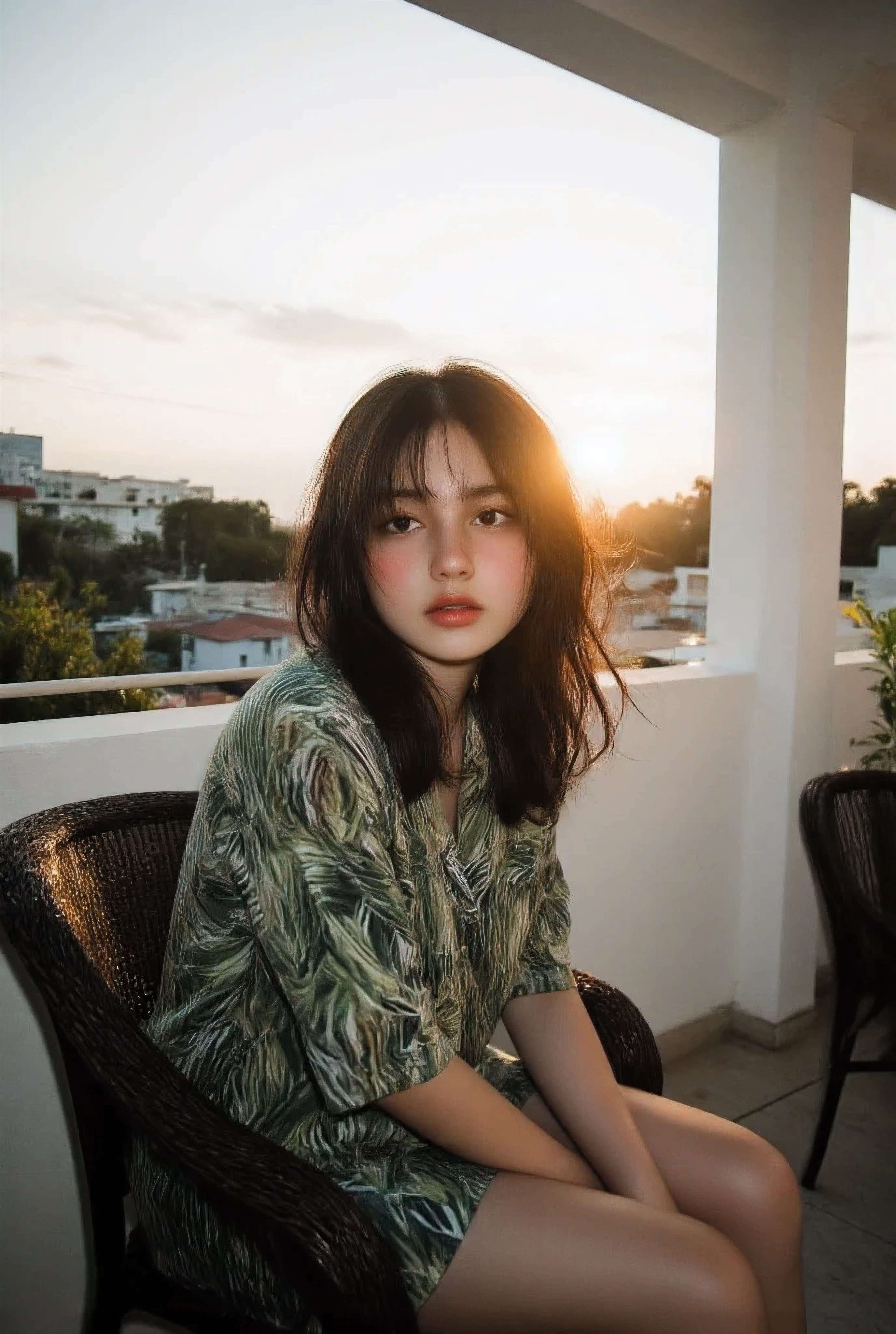 araffe dressed in a green and white striped shirt and skirt, sea - green and white clothes, ( ( dark green, loose coat collar sailor uniform, casual green clothing, she is wearing streetwear, collared shirt, white shirt, Silhouette against the sunset looking out towards the sunset, see through dress due to the sunlight (Large and prominent perky breasts) Flash photography, gyaru, Aesthetically pleasing cinematic composition, epic perspective, dramatic lighting and shadows, symmetrical and detailed, Cute girl with small perky breasts in a black and white geometric print summer dress at the veranda at her home during evening relaxing in the outdoor couch, Metro Manila, philippines, Evening, nighttime, Cute tan brown-skinned Filipina-korean goth girl, Cute and adorable milf mommy wearing her sexy and alluring Cute girl in a black and white anime summer dress at the veranda at home during sunset relaxing in the outdoor couch fit athletic toned sexy fit and athletic Filipina-korean woman, tan skin photorealistic and life-like taken from a Leica m9 50mm 1.2, lowlight photography, 4kPhoto_PDXL Photorealistic, 30 years old , Filipina brown skinned pacific islander Spanish mix girl, high resolution, life-like details, Freckles, moles, simple and elegant demeanor, lovely and ethereal face, Photorealistic and life-like skin texture, lovely kissable pouting lips, sexy sensual and alluring seductive pose , surprised face as she looks at me, Cute girl in a summer dress at the veranda at home during dusk relaxing in the outdoor couchTaken from a Leica m9 50mm 1.2, lowlight photography, At the house, My Sweet adorable innocent and sexy pre-adolescent girl is standing in the doorway looking at me in surprise as she comes in, 4kPhoto_PDXL Photorealistic, 12-years old , Filipina brown skinned pacific islander Spanish mix girl, high resolution, life-like details, Freckles, moles, simple and elegant demeanor, lovely and ethereal face, Photorealistic and life-like skin texture, ,