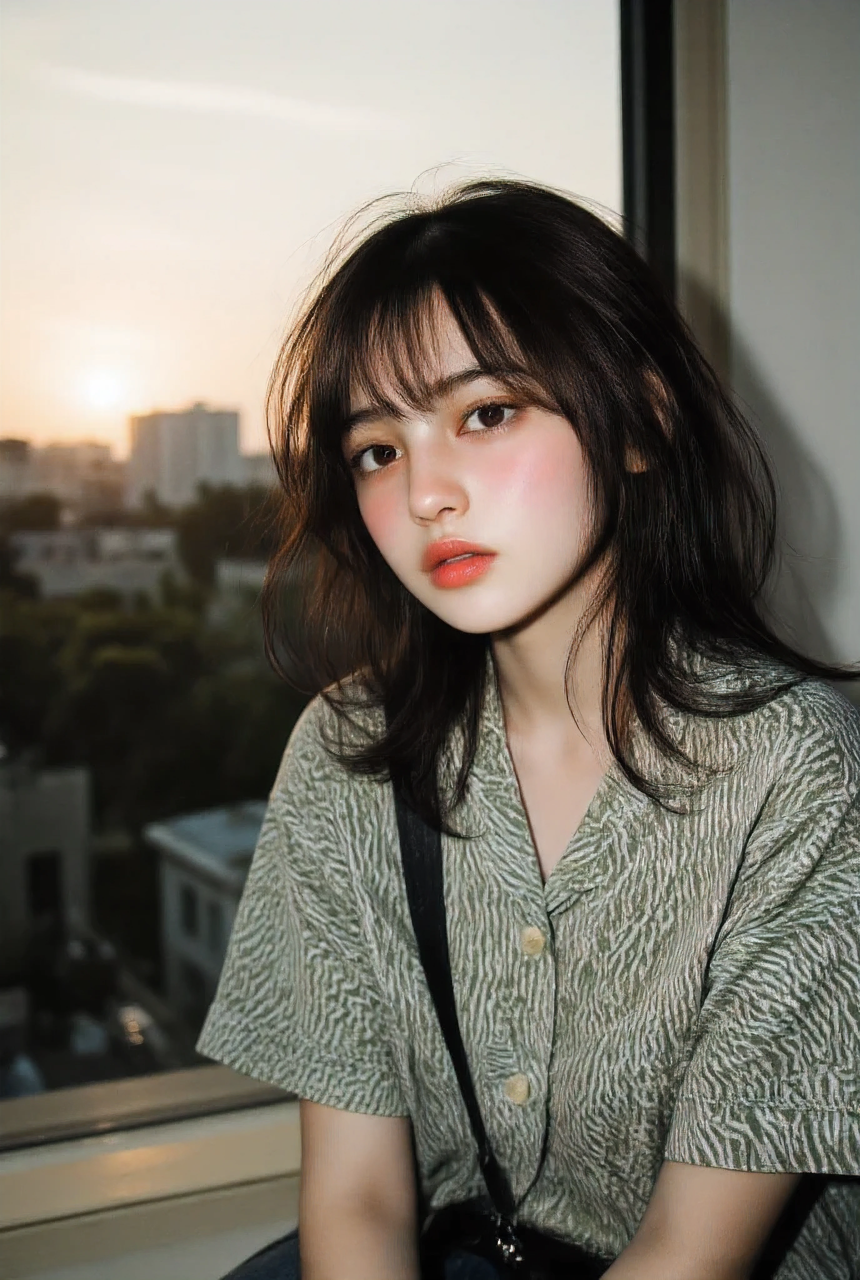 araffe dressed in a green and white striped shirt and skirt, sea - green and white clothes, ( ( dark green, loose coat collar sailor uniform, casual green clothing, she is wearing streetwear, collared shirt, white shirt, Silhouette against the sunset looking out towards the sunset, see through dress due to the sunlight (Large and prominent perky breasts) Flash photography, gyaru, Aesthetically pleasing cinematic composition, epic perspective, dramatic lighting and shadows, symmetrical and detailed, Cute girl with small perky breasts in a black and white geometric print summer dress at the veranda at her home during evening relaxing in the outdoor couch, Metro Manila, philippines, Evening, nighttime, Cute tan brown-skinned Filipina-korean goth girl, Cute and adorable milf mommy wearing her sexy and alluring Cute girl in a black and white anime summer dress at the veranda at home during sunset relaxing in the outdoor couch fit athletic toned sexy fit and athletic Filipina-korean woman, tan skin photorealistic and life-like taken from a Leica m9 50mm 1.2, lowlight photography, 4kPhoto_PDXL Photorealistic, 30 years old , Filipina brown skinned pacific islander Spanish mix girl, high resolution, life-like details, Freckles, moles, simple and elegant demeanor, lovely and ethereal face, Photorealistic and life-like skin texture, lovely kissable pouting lips, sexy sensual and alluring seductive pose , surprised face as she looks at me, Cute girl in a summer dress at the veranda at home during dusk relaxing in the outdoor couchTaken from a Leica m9 50mm 1.2, lowlight photography, At the house, My Sweet adorable innocent and sexy pre-adolescent girl is standing in the doorway looking at me in surprise as she comes in, 4kPhoto_PDXL Photorealistic, 12-years old , Filipina brown skinned pacific islander Spanish mix girl, high resolution, life-like details, Freckles, moles, simple and elegant demeanor, lovely and ethereal face, Photorealistic and life-like skin texture, ,