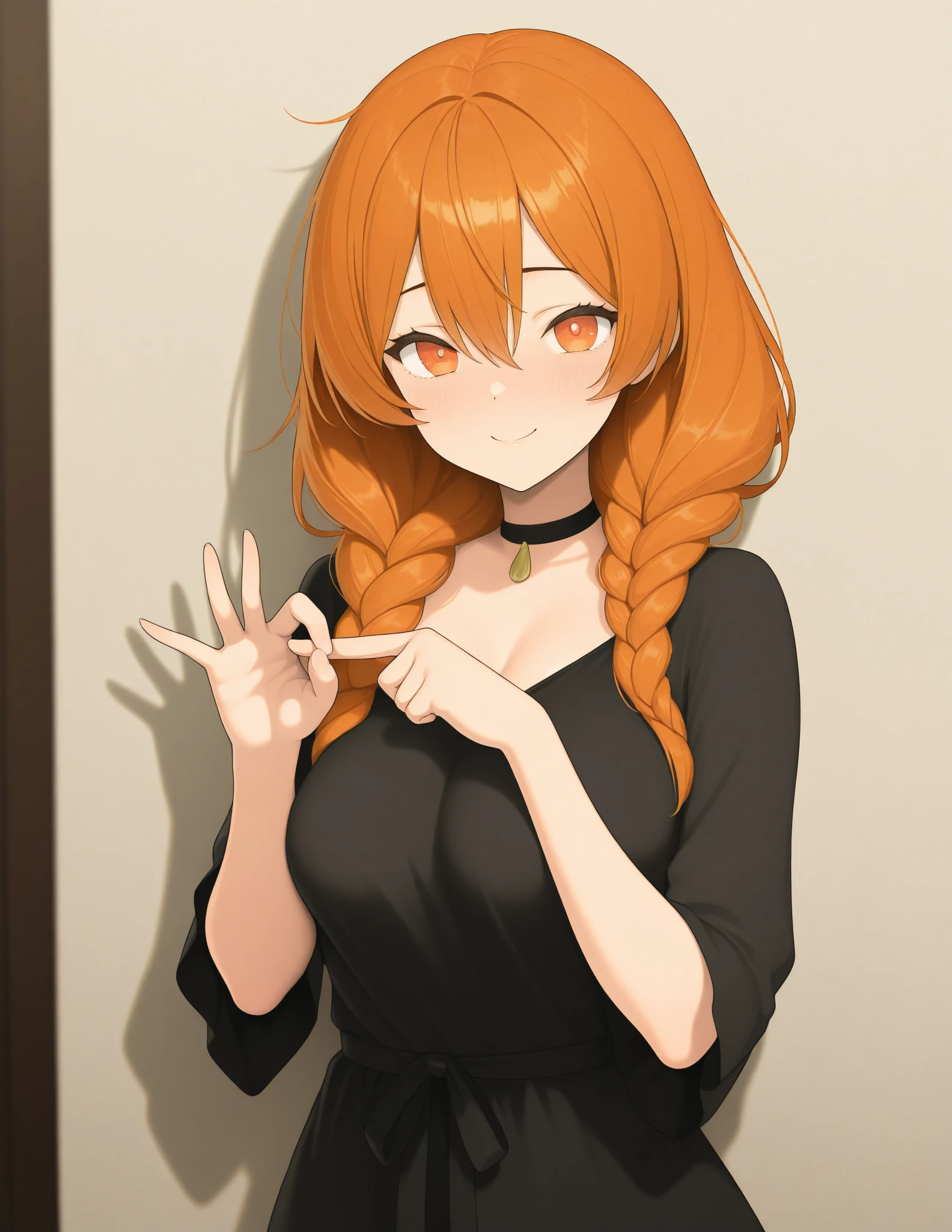 A sexy girl in a black blouse avatar that says Free Fire, That the little breasts can be seen in the photo, Let him make a sign of lamb