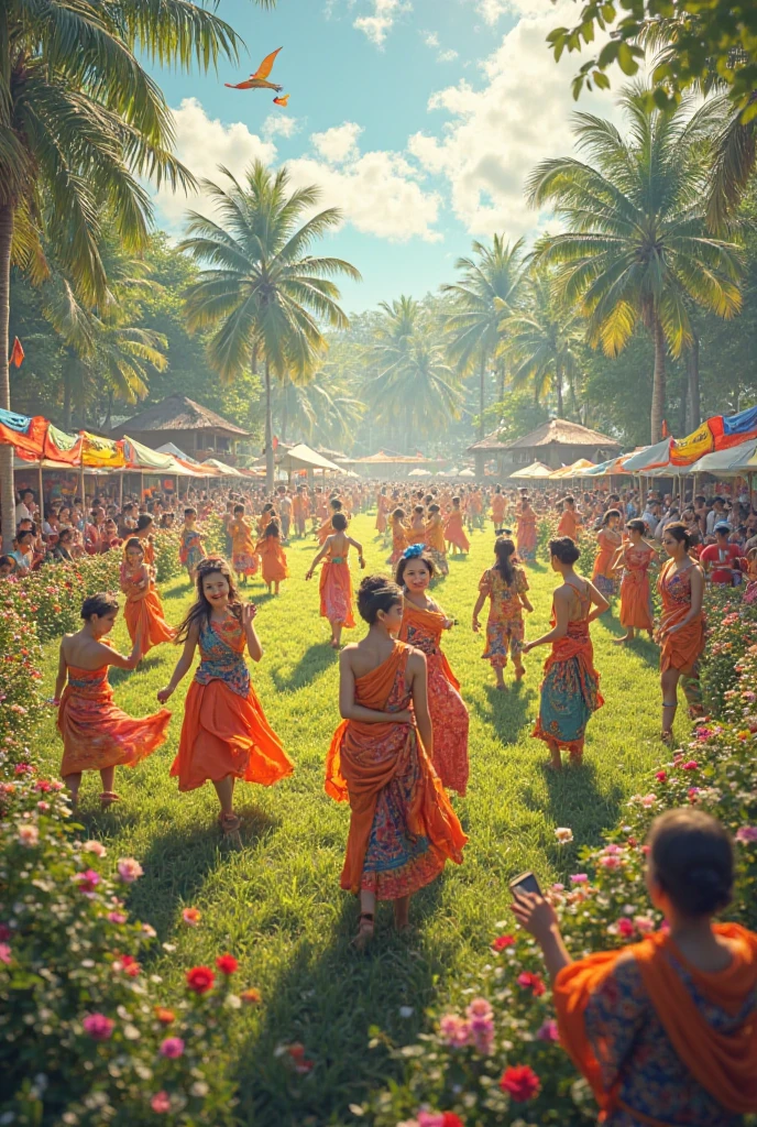 Kerala's onam celebration and food and dance in one image