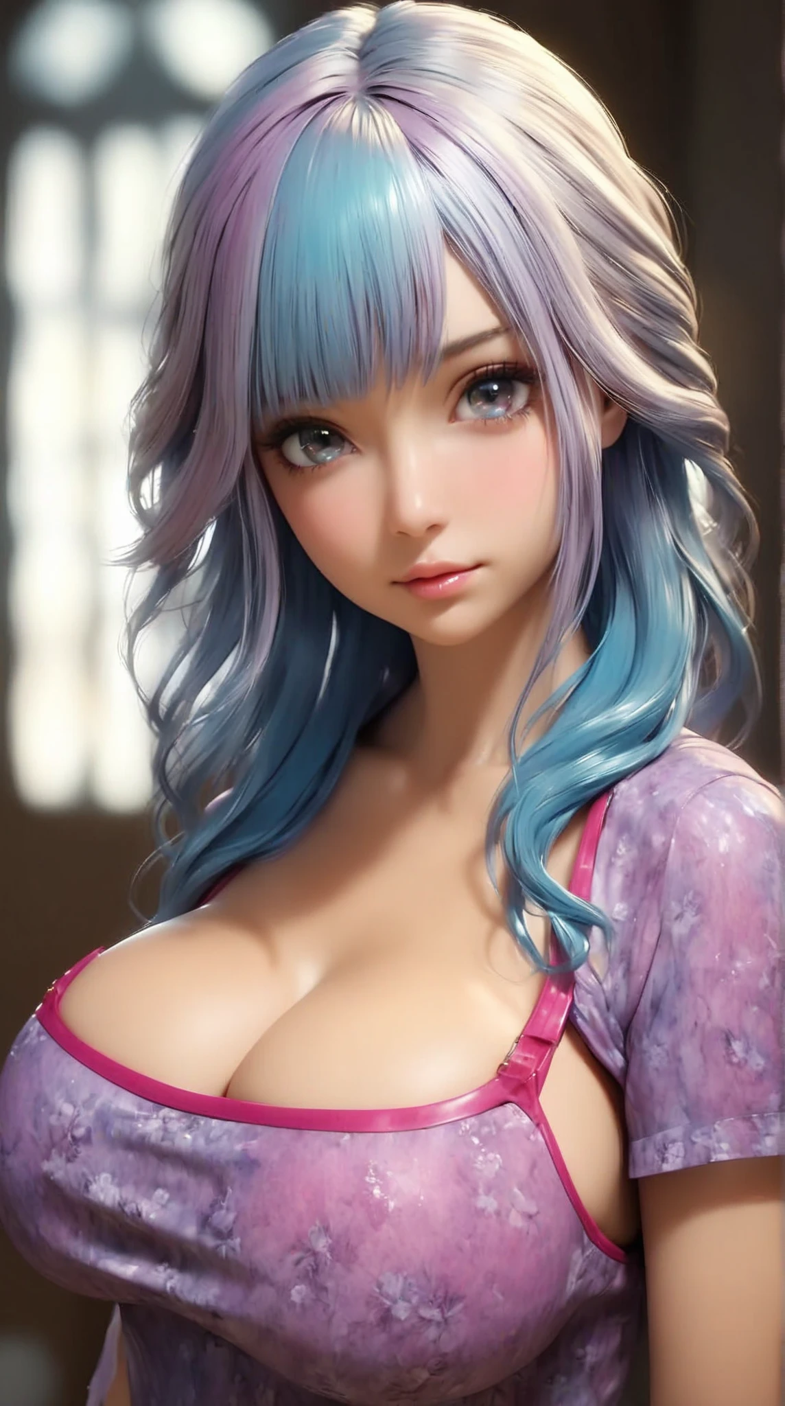 8K picture quality、top-quality、masutepiece、An ultra-high picture quality、ultra-detailliert、Ultra-realistic hair quality、Vibrant colors、Beautuful Women、Beautiful long hair、Shiny hair、detailed hairs、Blue Mesh、poneyTail、Blue eyes、shiny skin of moles in the corners of the eyes,,,,,,,,,,,、Lace underwear、One mole in the valley、large pectoral muscles、Very gigantic-breasts、Sweat on the forehead and cheeks、extremely big ass、Fluffy off-shoulder yukata、A smile、soft pink lips、Ultra-realistic flesh feeling、Red cheeks、summer festival in background