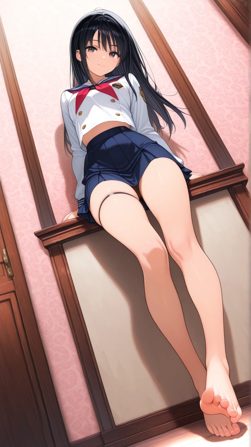 mikoto rose、mikoto rose、Mature and slender body type1people's japan18old girl、alone、slightly disheveled hair、whole body from head to feet、Composition from slightly below、sit facing forward、M-shaped spread legs、holding my legs、、High school girl in underwear、white bra、white panties、black pantyhose、(black_pantyhose):1.2)、Show white panties through stockings、I don't have shoes、Bedroom、in the room、daytime、blush、looking at the viewer、Panty shot、Composition from the front、looking at the viewer、I can see white pants