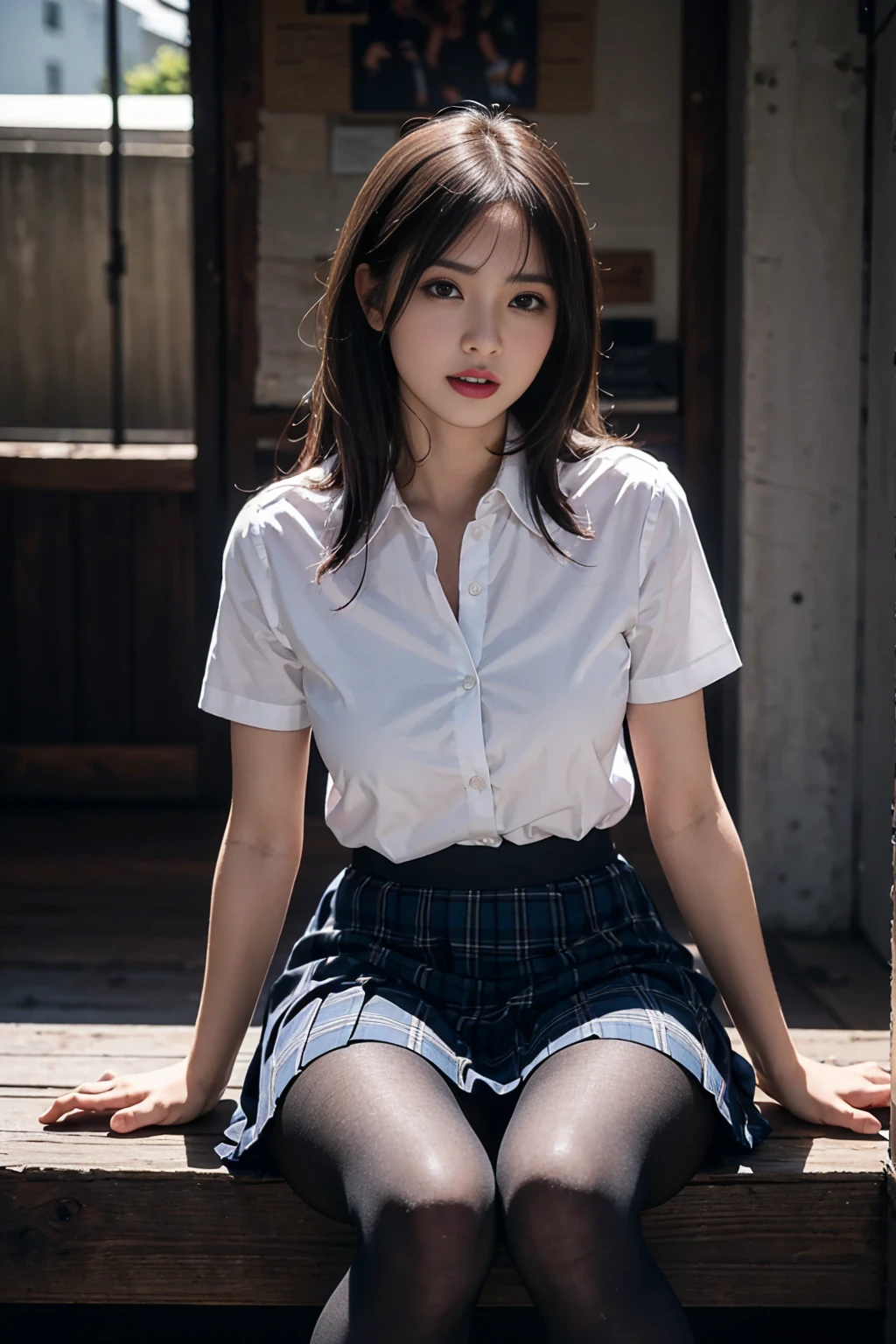 8K, RAW Photos, Highest quality, masterpiece:1.2), masterpiece, Highest quality, shape, Very detailed, Fine details, High resolution, 8K,wallpaper, Perfect dynamic composition,(High quality with attention to detail, Realistic depiction of eyes:1.3)、Hands tied、A woman being tied up、Put your arms around your back、Squatting with legs apart on a forest path、White panties are visible、Look forward、39 Talent、beauty、Well-formed face、Even out the eyes、Beautiful black hair、Bangedium Build、Balanced proportions、Beautiful feet、Short sleeve blouse、Long skirt、Sad face、Beautiful views、
