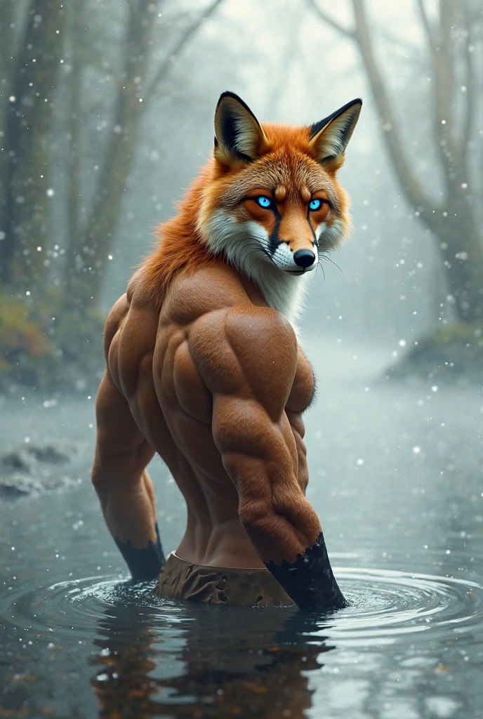 Fox with natural muscular body