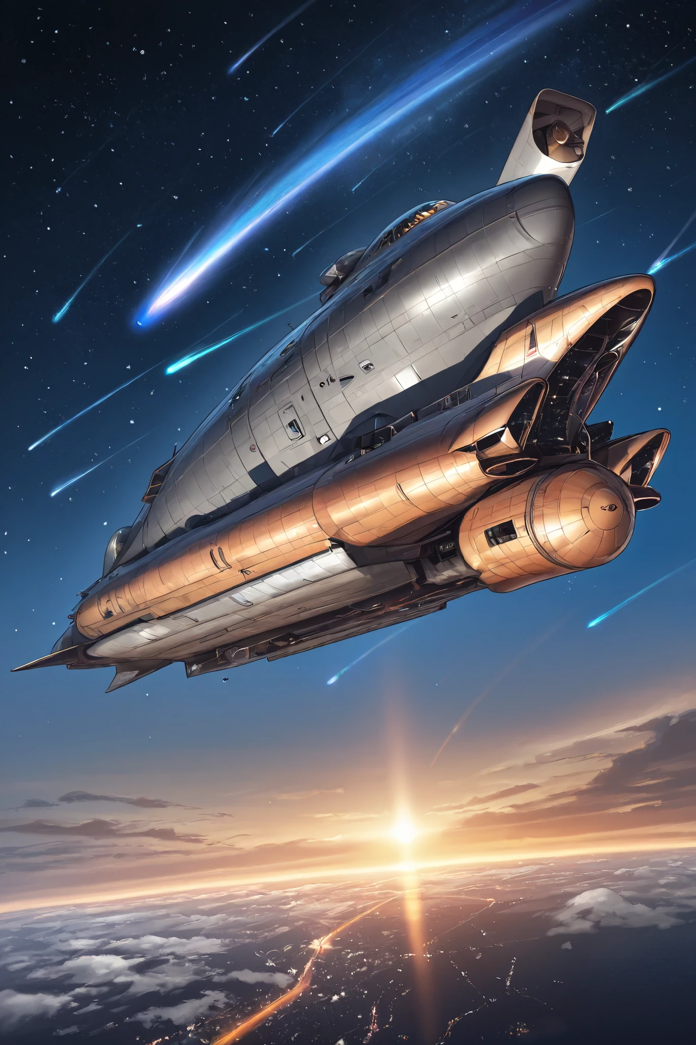 Space ship, captain future, comet, extremely fine and beautiful design, illustration, masterpiece,best quality, high resolution, 8k,