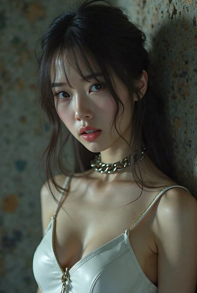 Best quality, masterpiece, ultra high res, (photorealistic:1.4), raw photo, 1girl, DARK hair, shiny skin, WET BODY, dramatic lighting, full body, , micro bikini, huge breas