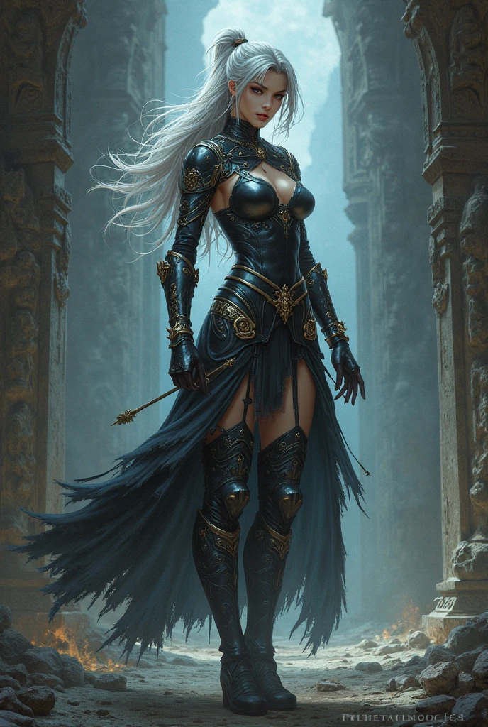 Baroque sci-fi illustration full body elegant woman airy translucent dress epic atmosphere chiseled background 8k desaturated colors cinematic ultra realstic textures adire