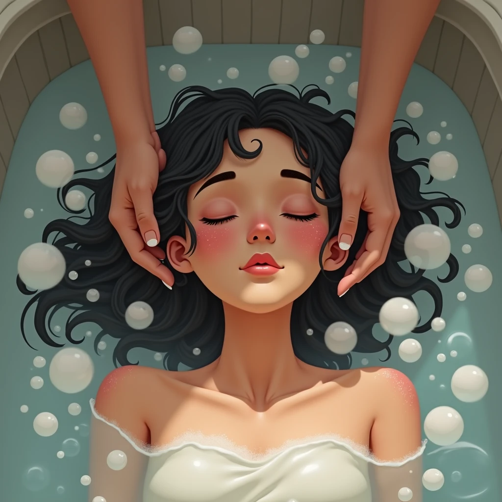 <lora:avasdemon3:1>,
avasdemon,
masterpiece,best quality,arknights,looking at viewer,(hands_0.4),(bathing_1.2),wet,petals,onsen,partially submerged,light