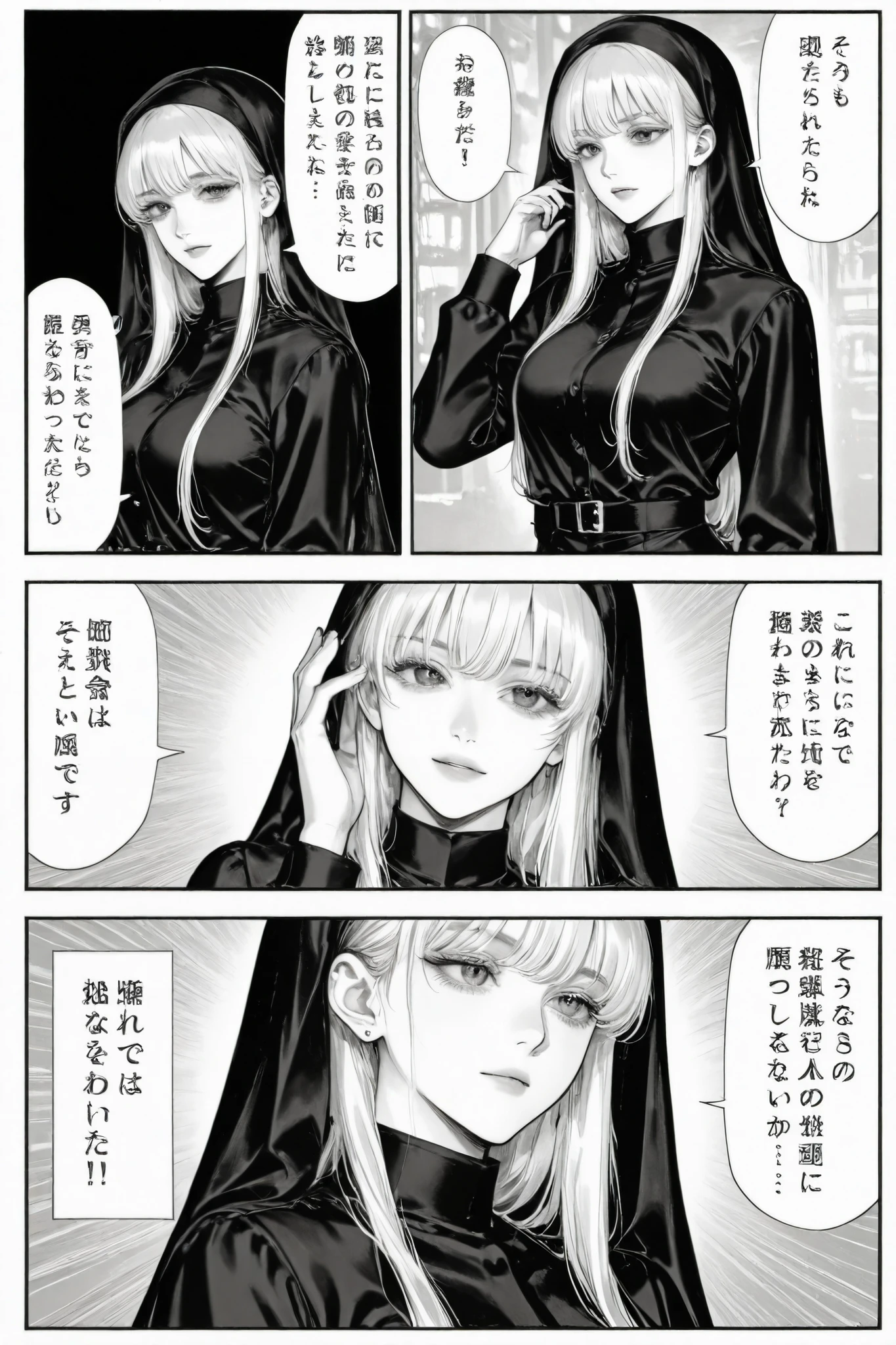 a cartoon picture of a woman in a black dress sitting on a chair, one punch man manga, black and white manga panel, black and white manga page, award winning manga style, black and white manga style, manga page, one punch man, manga panels, black and white manga comic, black and white manga, looking threatening, manga panel, manga scans
