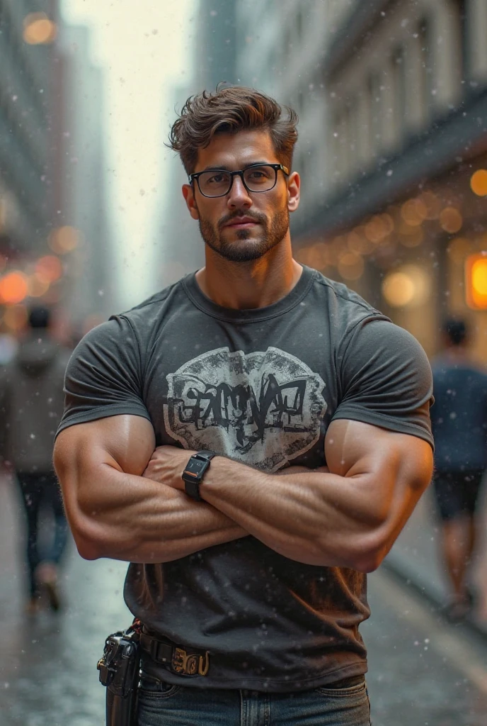 Masterpiece, Best Quality, Solo ,man,25 years old,Japanese,Tense muscles,Muscle shape,Brown hair,Long hair tie , wearing clear glasses, facial hair, buzz cut ,hairy chest, pubic hair,Take off your shirt, in tight jeans ,Large bulge、Crisp bulge、Erect bulge,brown hair, Natural eyes, Short hair, Carrying a black backpack,Put on the headphones.,playing with cell phone,Hiking in Japan, muscle body,Sexy Boy ,looking up at viewer, touching himself, Muscular posture,sensual
