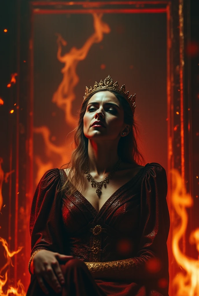 Vampire Queen with red Eyes and big fangs.