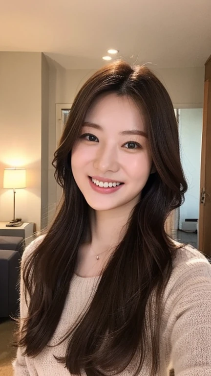 White tight shirt、White tight skinny mini skirt、bed、smile、Short sleeve、high resolution、Korean idol face、double eyelid、White teeth、Medium Hair