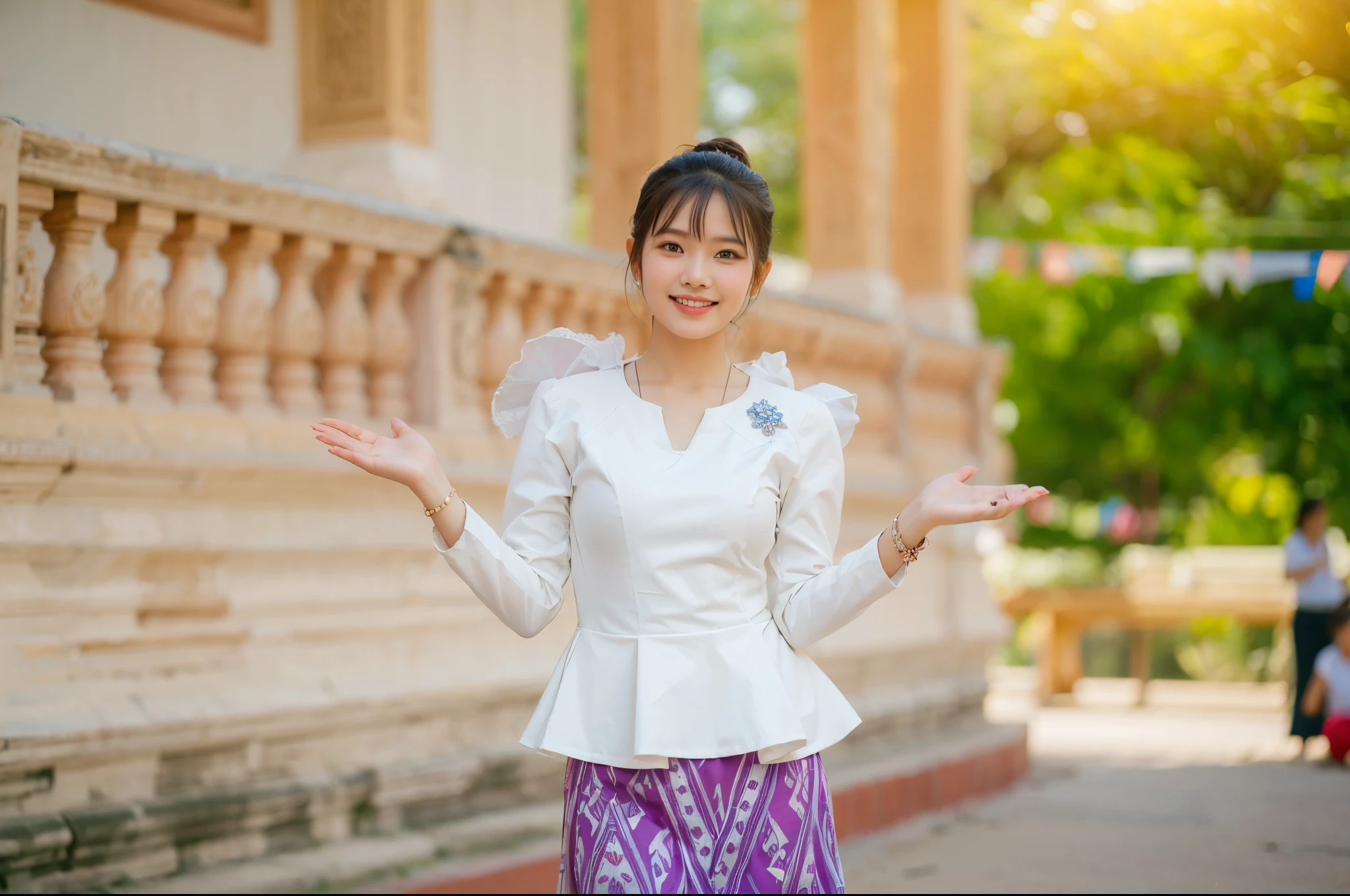 Khmer woman in Khmer traditional dress for celebrate Khmer New Year