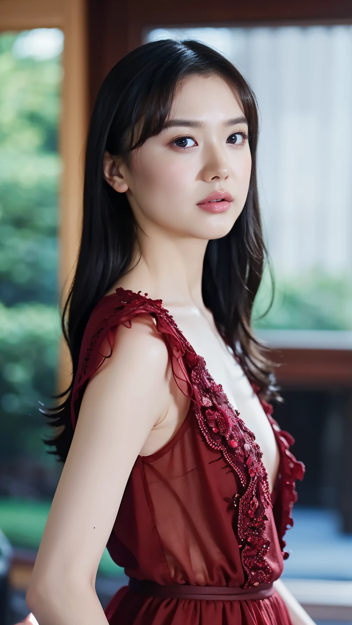 One girl,Medium Straight Hair,bangs,Small face,(slim and beautiful nose:1.3),Big eyes,Beautiful, cute and attractive face,(plump:1.1),(Chubby body type:1.1),
break
(Dramatic and artistic portraits:1.3),
(Mysterious cute princess:1.3),
(Nipples:1.4),(fantasy imaginary fairytale ancient old dark (colorful:1.4) Princess Style (topless:1.2) dress:1.1),(the light is shining on her face:1.3),
(fantasy imaginary fairytale ancient old stone cityscape:1.2),(lightning:1.2),(Dark Clouds:1.2),(Ancient City, Old tower:1.3),
break
sombre feeling,
(Dynamic pose:1.3),Dynamic Angle,
(Full Body Shot:1.5),avert your eyes,(Focus on the thighs:1.3),
Gloomy and worried look,
break
(Absurd:1.3),(Super detailed photos:1.5),(Detailed face and skin:1.3),(Ultra-high resolution:1.5),(Realistic:1.5),Hyperrealistic Photography,highest quality,Symmetrical clear eyes,Well-groomed face,(Ray Tracing:1.3),Natural, smooth and moisturized facial skin texture