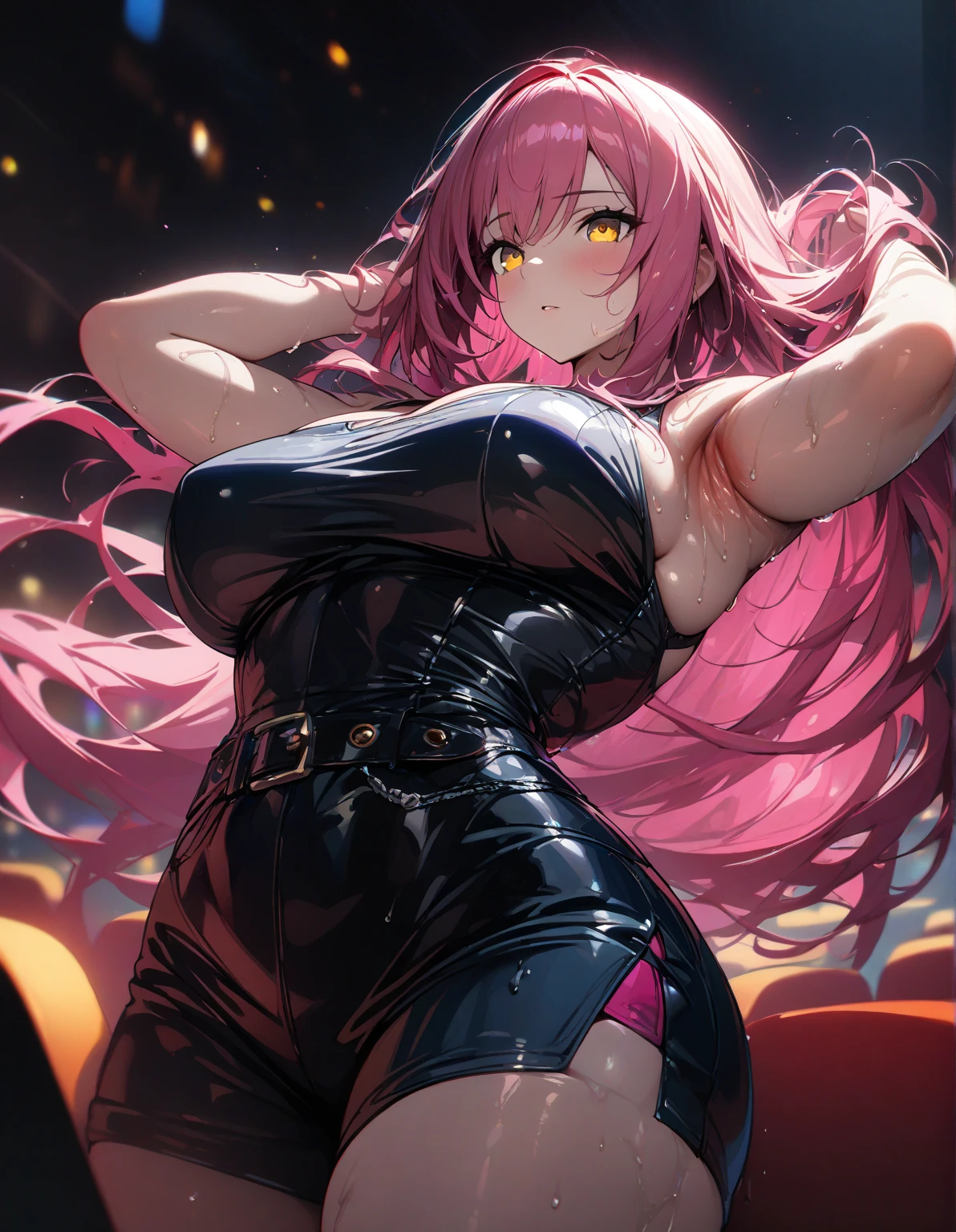 {{Grit your teeth:1.4}},{{cardfight:1.6}},Hold up a futuristic card.{{hold down one's stomach with one's hands:1.6}},stand pain well,{{Grit your teeth:1.4}},one eye closed,{{{Cyberpunk style}},from below,dutch angle,from side,{{masterpiece}}, {{{Highest quality}}},{{Very detailed}},{{Female futuristic card duelist with model body}},{{standing on one knee:1.6}}{{knee up:1.6}},{{Model-like body type:1.6}},{{Cyberpunk style card duelist}},{{critical situation:1.6}},{{cardfighting stance:1.6}},Beautiful thighs,1girl,30years old,{Mature Woman}},{{Very slender legs:1.4}},skinny,Very thin legs,White high socks,{{Blue mini skirt:1.2}},White long-sleeved blouse,BLUE fingerless gloves,holster,{{Grit your teeth:1.4}},,{{v-shaped eyebrows}},Bad mood,blush,Sweat,raise one's eyebrows ,{{}}、straight hair,{long red hair }},blunt bangs.abdominal pain ,{{pain}}, ,Inside the stadium