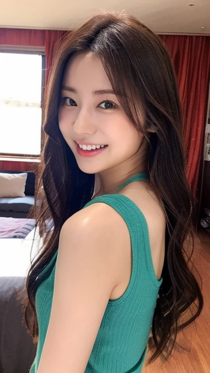 Full body angle、((highest quality, 8K, masterpiece:1.3)), concentrated:1.2, Perfect body beauty:1.4, Hips:1.2, ((Delicate Hair)), (Colorful pajama t-shirts、 :1.1) , ((highest quality、8K、masterpiece:1.3))、1 Girl、A sloppy smile、Esbian all over、Slim face、Big 、Beautiful woman、(Dark Brown Hair)、Long Hair、1.1、Flickering Valley、Detailed eyes、double eyelid、Blurred Background、超Slim face、Smile、Looking down、