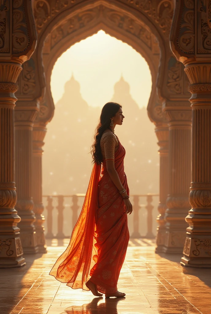 Hindu girl in mandir 