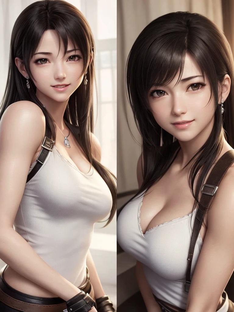 (top quality, masterpiece: 1.1), (real: 1.4), rest
(((FF7))) (((Tifa))),((1 person:1.4))(1 girl:1.2),Super detailed face, delicate eyes,((light brown hair, big breasts: 1.2)), rest
(((FF7))) (((Tifa))),(Good morning:1.2),Nipples are visible:1.2,(Not wearing) (Small but beautiful hard nipples),(Glossy Oiled Skin: 1.4), Around 18 years old,