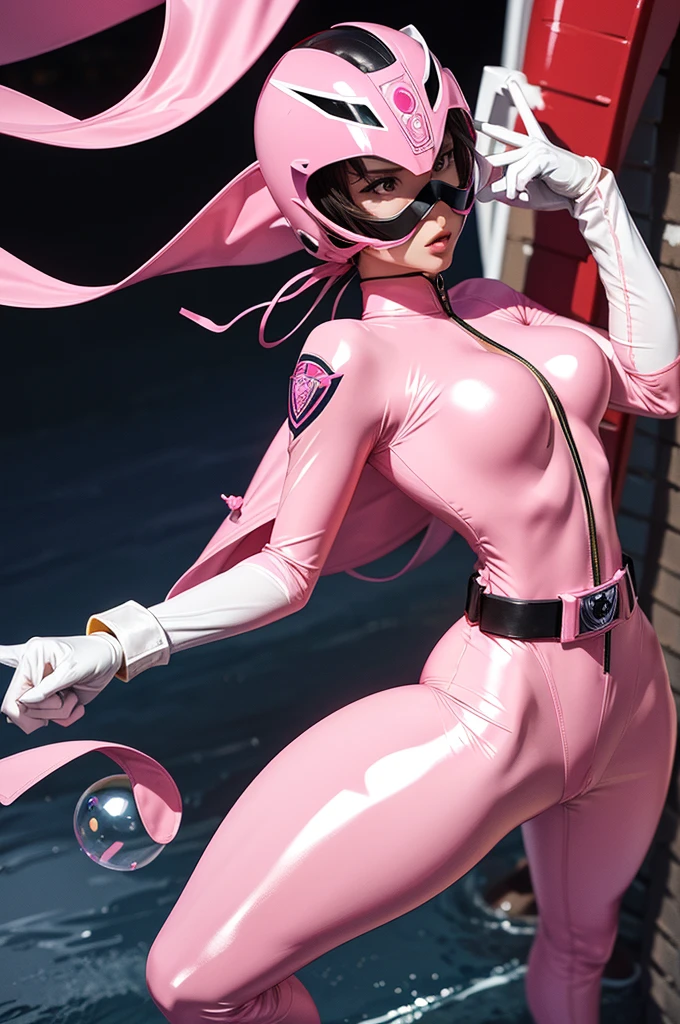 Obra maestra, mejor calidad, alta calidad, high resolution, al aire libre, day, parte superior del cuerpo, mirando al espectador, solo, enfocado, ROMPER,
ANI_classic_jun_gatchaman_propiowaifu, Jun el cisne,
1 chica, senos, labios, medium senos, large senos, ojos verdes, labiostick, constituir, eyelashes, sombra,
(visera), casco, capa, guantes de codo, muslos, belt, guantes blancos, zettai ryouiki, mascarilla, Falda, calzas blancas, Super Hero, leotard, Traje espacial, vestido rosa, white capa, Leotardo rosa, pink Falda, vestido corto, gigantic breasts, giga_busty