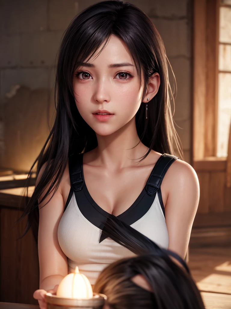 masterpiece, absurdres, 1girl, Tifa Lockhart, length hair, floating hair, large breasts, breasts out,Bound, Bondage, (arms behind back:1.4), BDSM, tape, TAPE BONDAGE, close-up, srestrained, best anatomy, Curled up, angry face, mad, shout, Upper body, blushing face, humiliation, desperate, (stripped naked by men), (front), (men touching her), holding hair, pov hand pulling hair, hair played, hair toying, (men playing her hair), 