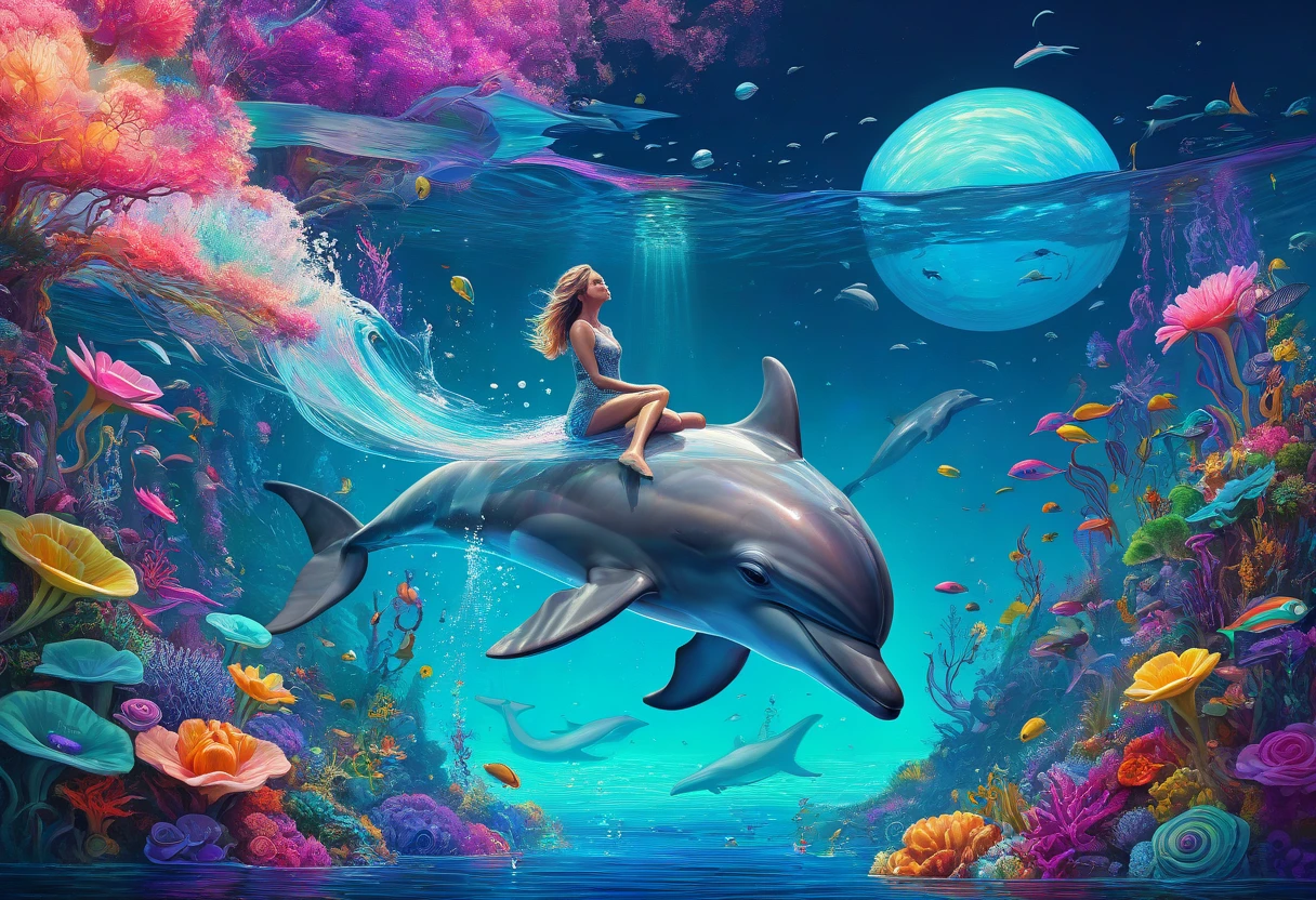 A mermaid and dolphins in the ocean with sun shining, beautiful A mermaid, A mermaids and fish, A mermaids, amazing depth, beautiful digital artwork, Karol Buck, contract, a A mermaid in the sea, A mermaid, beautiful art uhd 4 k, Unbelievable depth, beautiful digital art, A wonderful illustration for a work of art, in the sea, undersea world, little A mermaid, HD wallpaper, dolphins