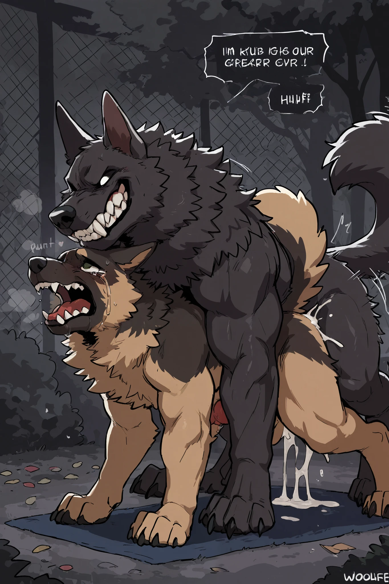score_9, score_8_up, score_7_up, score_6_up, masterpiece, best quality, amazing quality, sitting, very aesthetic, absurdres, newest, german shepherd, scenery, (heartless, muscular, feral, big muscles, glowing black public tattoo), 2male, fucking on all fours, dog style, crying, tears, bestiality, gay sex, gay rape, evil grin, biting shoulders, closed Mouth, teasing, fucking, anal, breeding, mating, knotting, cum inside ass, open mouth smile, panting, huffing, tale wag, wagging tale , monster werewolf, german shepherd, detailed eyes, smith, (sharp teeth), (by woolfie:), dog sheath, masterbating, dog cock, cock with knot, cumming, in dog park, feral dog,