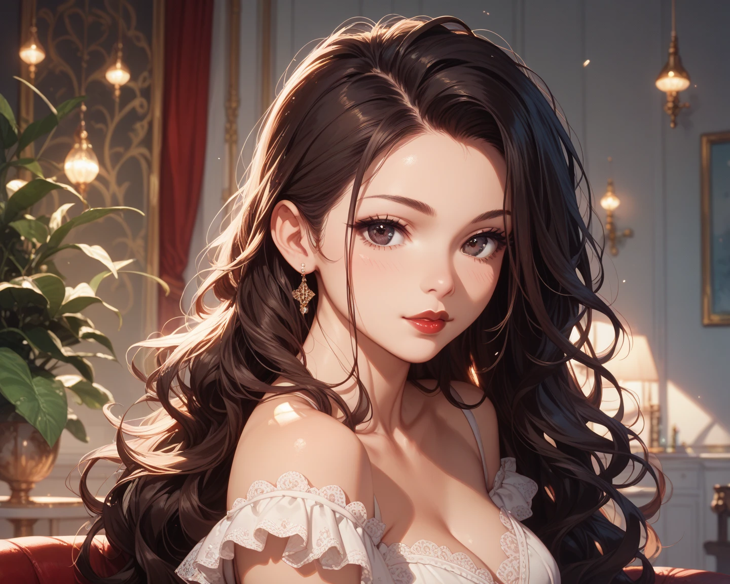 anime, woman with black curly hair