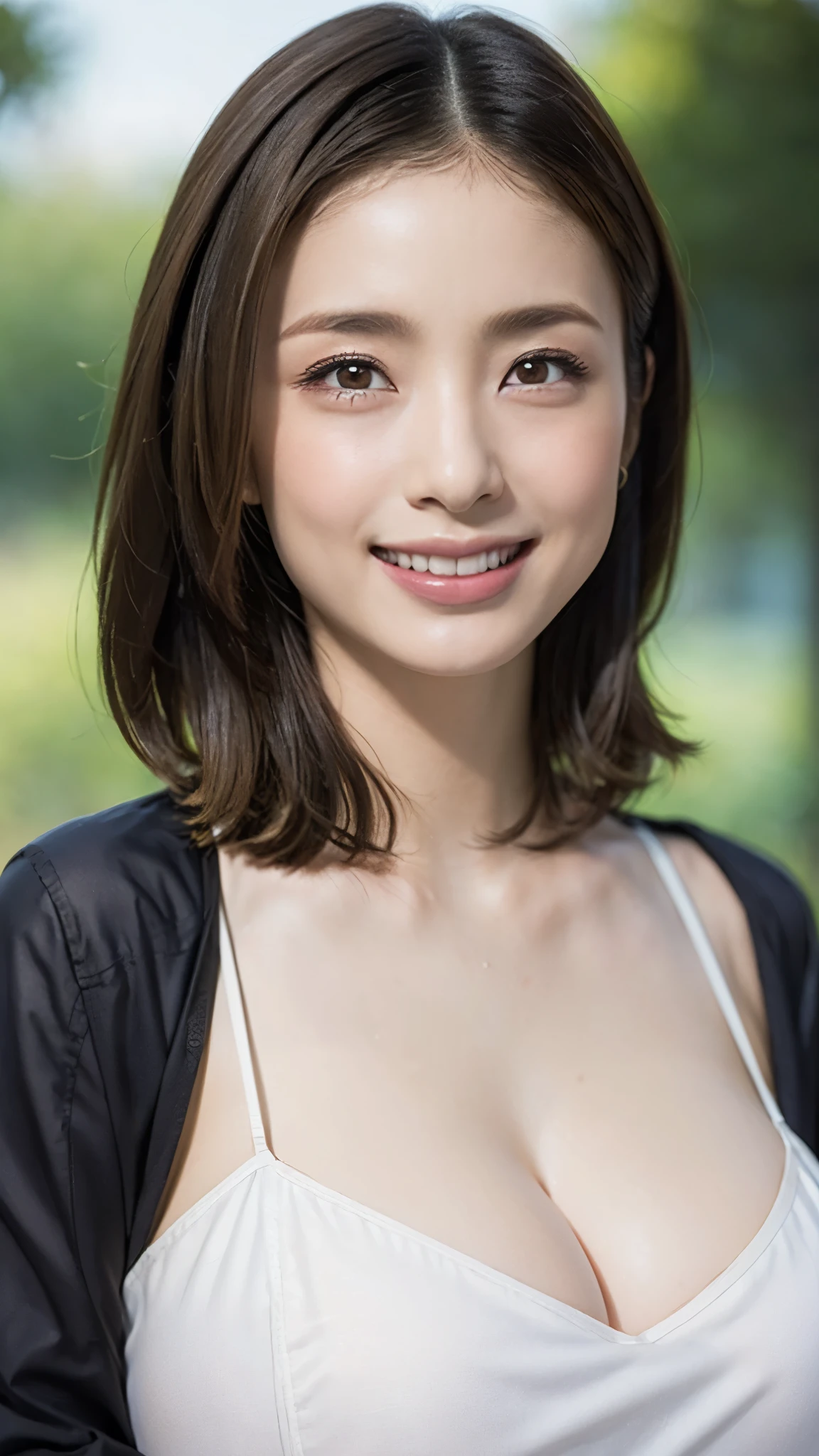 ((masterpiece , Highest quality ,Face Focus)), 17 year old nude single woman , naked bathtowel,bare shoulders , white mesh panty,cameltoe , thin , medium
breasts,cleavage,slender waist , (Jet black short hair:1.37) ,(droppy big eyes :1.3) , (Toothy smiles: 1.1)
